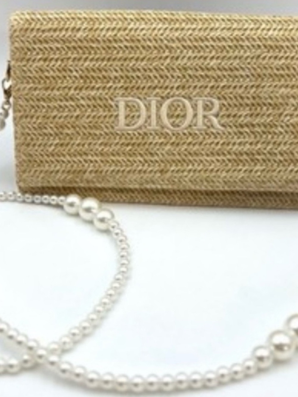 Dior Straw Raffia Woven Purse Bag Pouch With Shoulder Strap